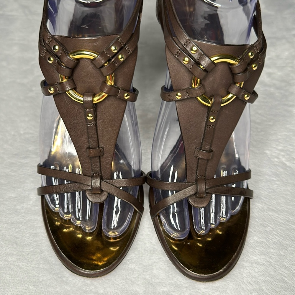 Giuseppe Zanotti Made in Italy Brown Leather High Heel Sandals EU 37